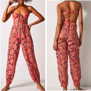 Free People Pink Patterned Jumpsuit